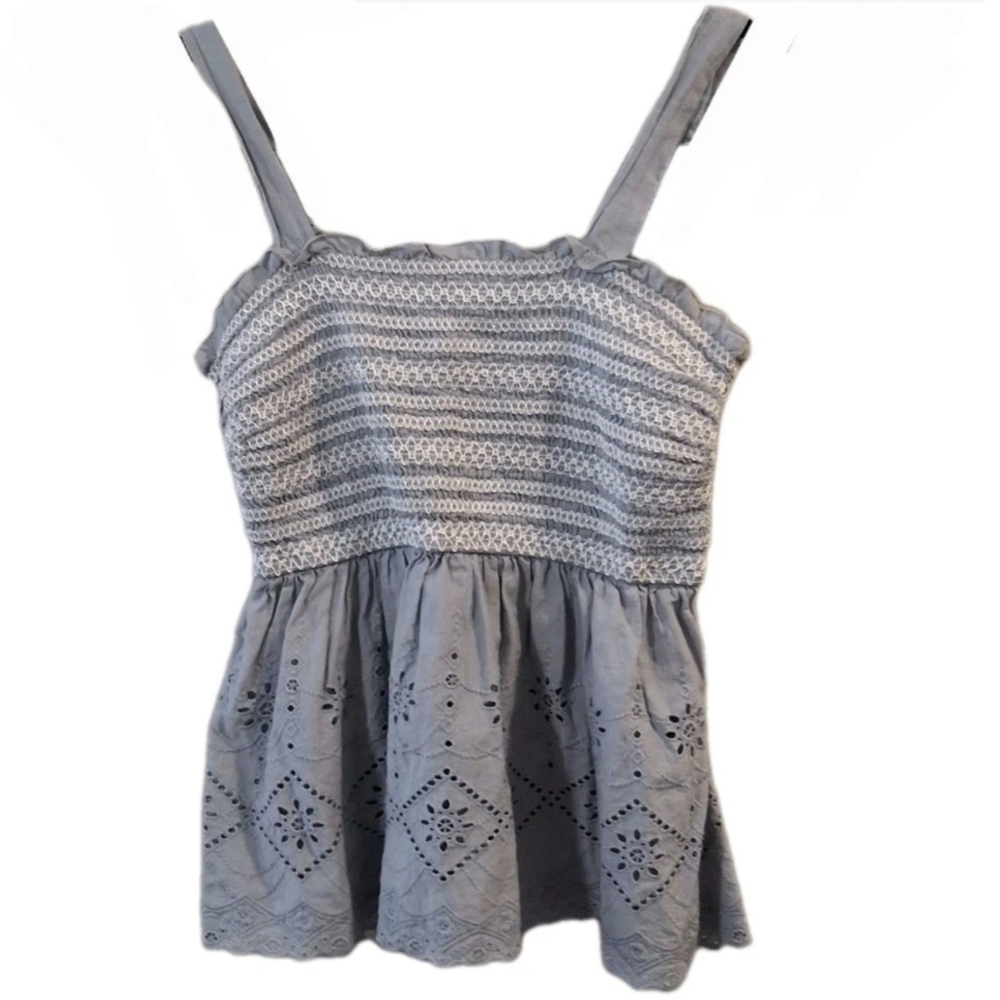Japna Womens Babydoll Spaghetti Strap Top Small Eyelet Ruffle Y2K Summer Cowgirl